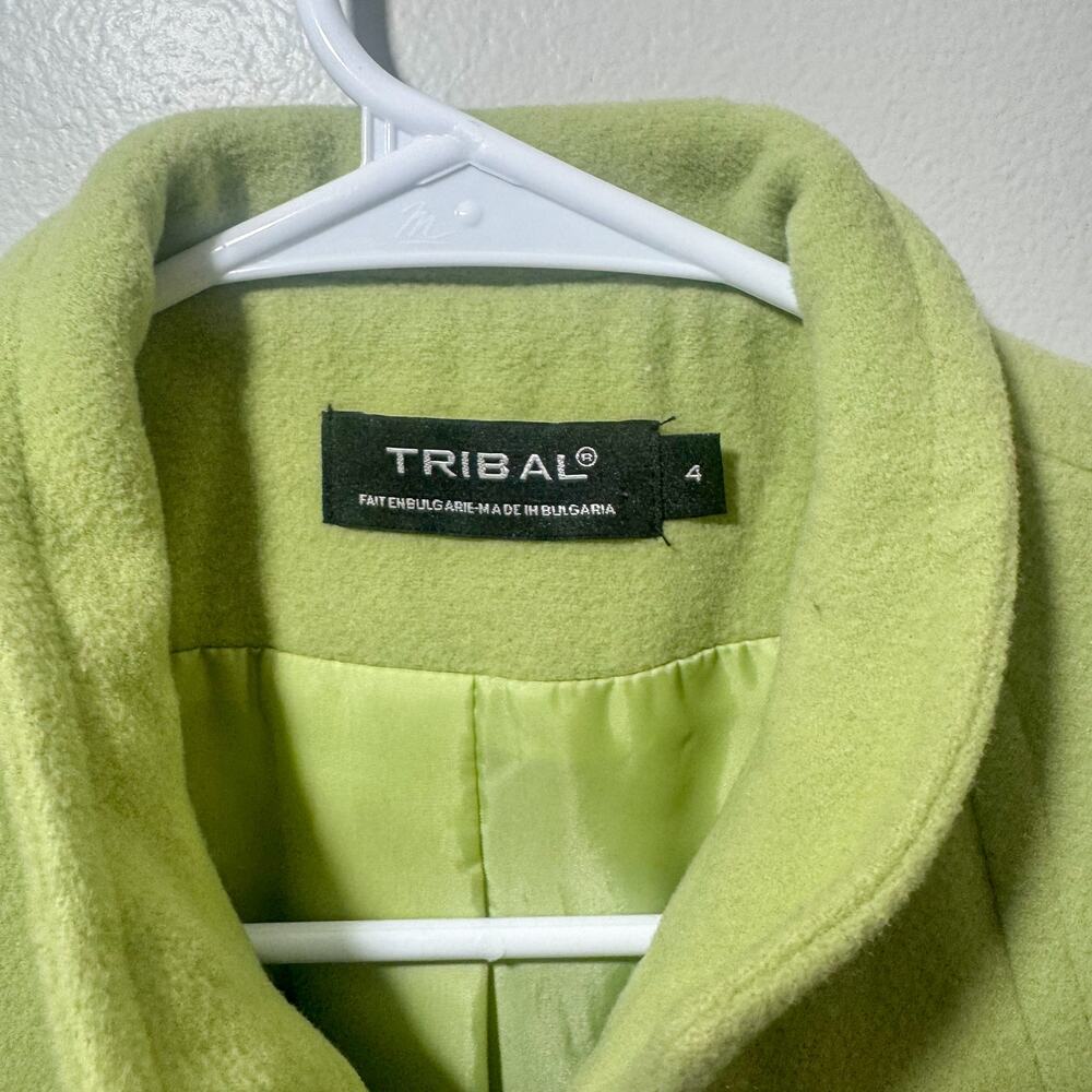 Tribal Vintage Chartreuse Wool Cashmere Blend Zip Up Jacket Size 4 - Picture 5 of 10